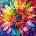 Bgraamiens Puzzle-Colorful Rainbow Pointillisme Gerbera Flower Jigsaw Puzzle by Bgraamiens