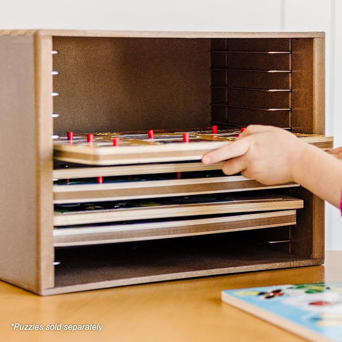 Melissa & Doug Natural Wood Puzzle Storage Case - Image 7