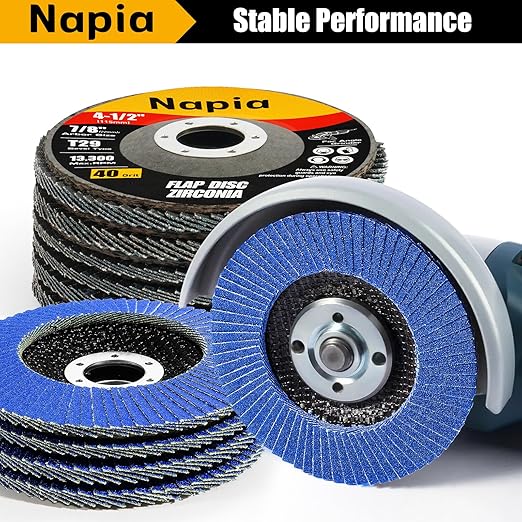 Flap Discs 4 1/2" for Angle Grinder Sanding-Disc - Napia 4 1/2 Flap Disc 40 Grit T29 Zirconia Grinding Wheel, 7/8 Inch Grinding Wheels 4 1/2 inch for Metal, Wood, Stainless Steel Finishing- 40 Pack