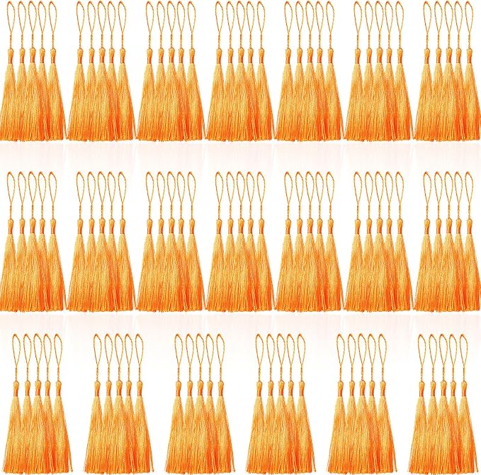 100 Pcs Orange Mini Tassels 13cm/5 Inch by CREATRILL