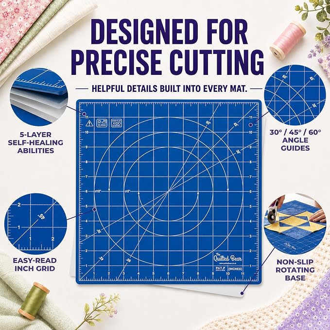 The Quilted Bear Rotating Cutting Mat 12" x 12" - Image 4
