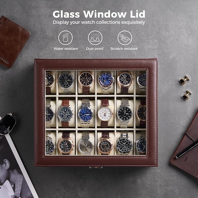 ProCase Watch Box Organizer, 18 Slot Watch Display Case - Image 4