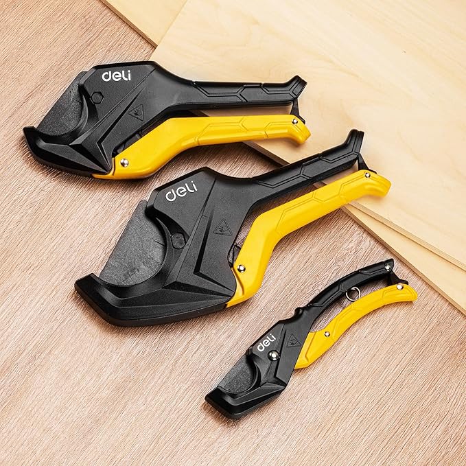 DELI PVC Pipe Cutter, Up to 1-5/8", Ratchet Pipe Shears Heavy-Duty, Pex Cutting Tool for Cutting PEX, PVC, PPR Plastic Hoses and Plumbing Pipe
