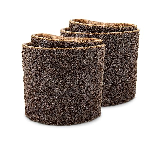 CS Unitec | PTX Coarse Fleece Nonwoven Sleeve | Abrasive Grit Torque Grinder Tool Attachment for Scratch Removal|3-1/2" Diameter x 4" Wide, Brown, (Pack of 4