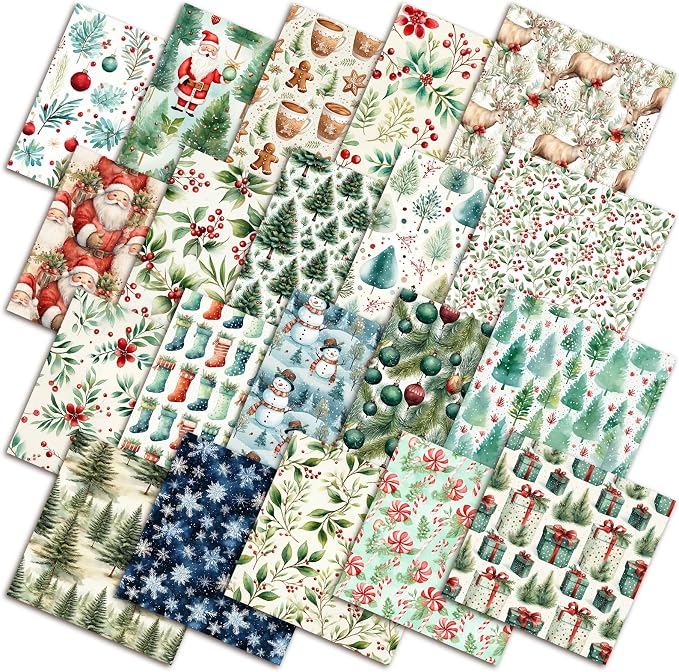 HunnmingRe 20 Pcs 10''x10'' Christmas Woodland Quilting Fabric Square Santa by HunnmingRe
