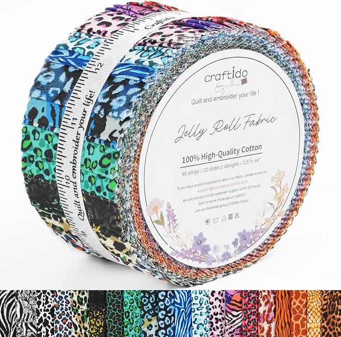 Craftido-20 Options-100% Cotton Jelly Roll Fabric Precut Strips by Craftido