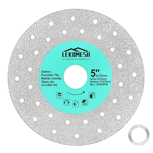 Rock Slab Grinding Disc - 5 inch Glass Cutter Disc, Granite Cutting Blade, Diamond Grinder Wheel for Rock Slab, Stone, Tile, Marble, Granite, Glass Diamond Saw Blades