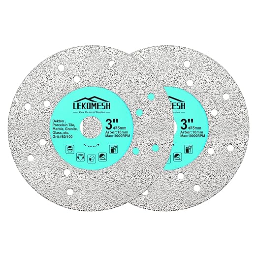 Rock Slab Grinding Disc - 3 inch Glass Cutter Disc (2pcs), Granite Cutting Blade, Diamond Grinder Wheel for Rock Slab, Stone, Tile, Marble, Granite, Glass Diamond Saw Blades