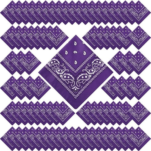100 Pack Bandanas Unisex Paisley Bandanas Bulk Multi Purpose Cowboy Head Wrap by Handepo