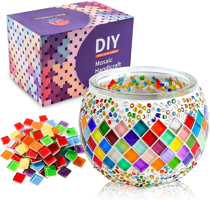 Joyclub DIY Mosaic Candle Holder Kit Mosaic Kits by Joyclub