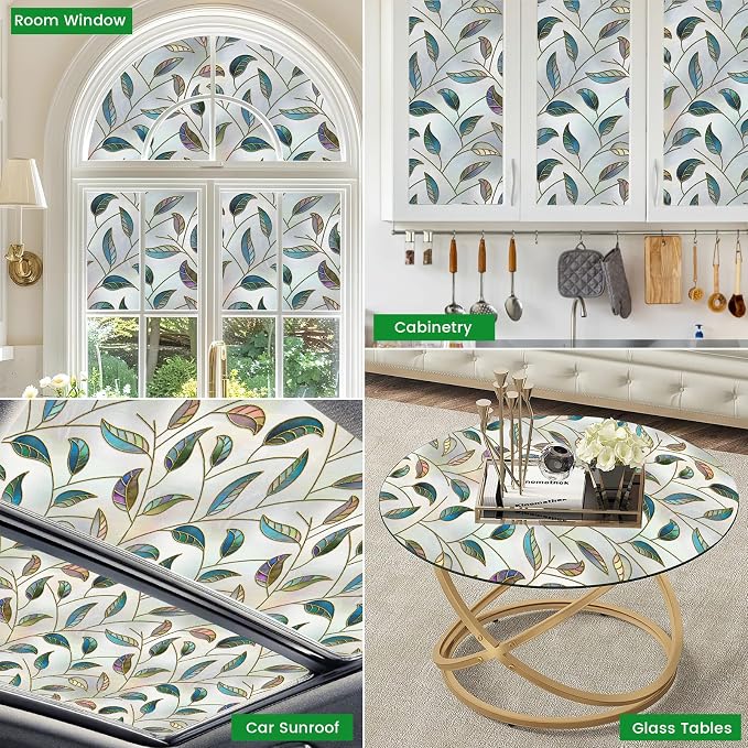 DKTIE Static Cling Decorative Window Film Vinyl Non Adhesive Privacy Film - Image 6
