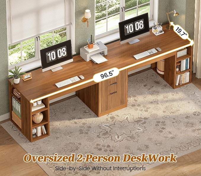 SEDETA Fluted 96.5" Computer Desk - Image 6