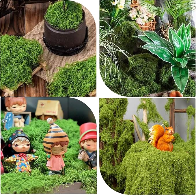 Fake Moss for Plants Indoor, 7OZ Dual-Color Artificial Moss for Crafts - Image 6