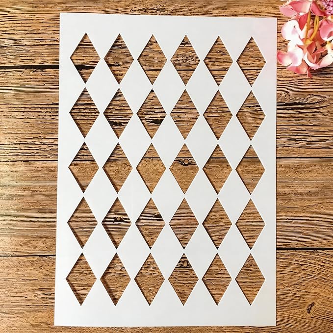 TIAMECH A4 Reusable Checkerboard Harlequin Stencil by TIAMECH