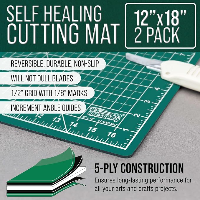 U.S. Art Supply 12" x 18" Self-Healing Cutting Mat 5-Ply - Image 2
