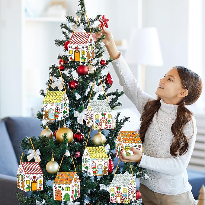 80UncleKimby 25Sets Christmas Crafts Gingerbread House Coloring Kit | Cardboard - Image 6