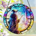 Stained Glass Window Hanging, LAOWEIKI 8'' Witch Suncatcher, Stained Glass by Unknown