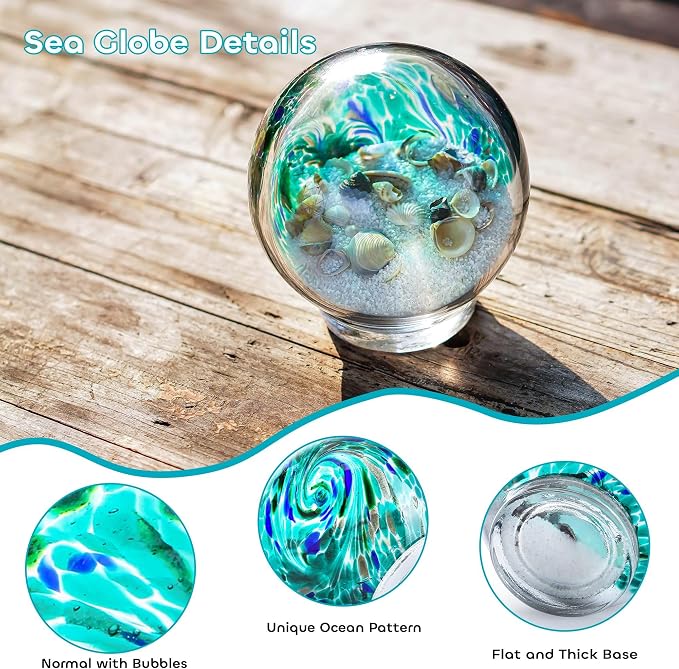 QFkris 4'' Sea Globe Hand Blown Art Glass Decor - Image 7