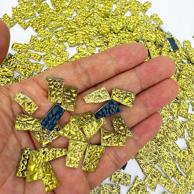 LITMIND 1.1LB Glod Textured Irregular Glass Mosaic Tiles - Image 3