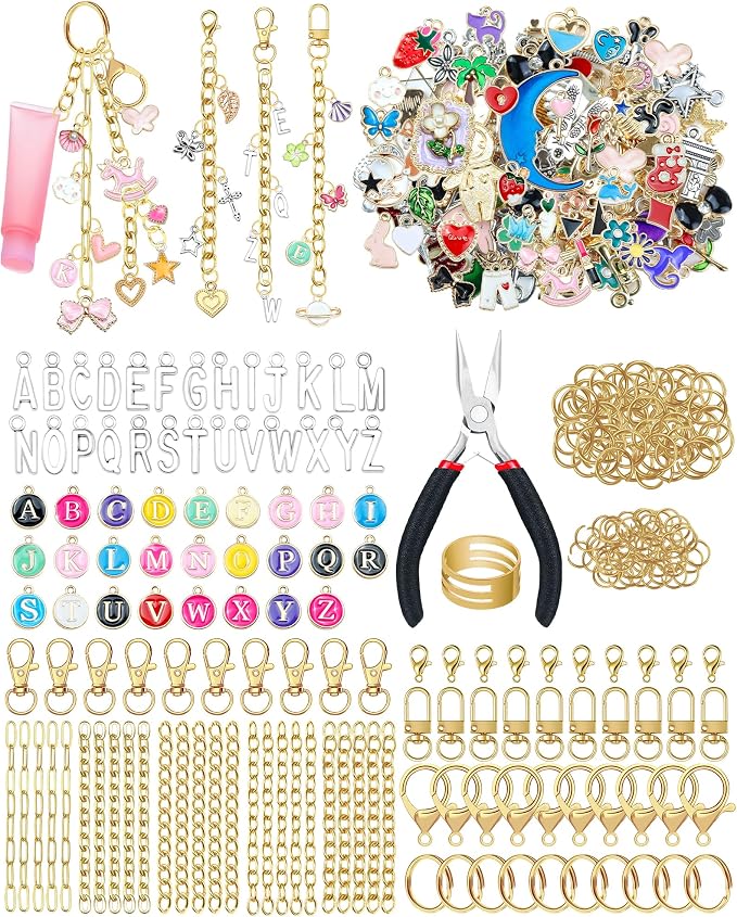 FIVEIZERO 359Pcs Charms Lip Gloss Keychain Making Kit, Charm Making Kit by FIVEIZERO