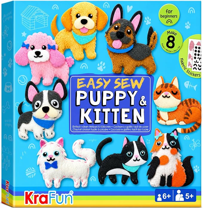 KRAFUN Puppy & Kitten Sewing Kit by FunCreativeArtsCraftKits