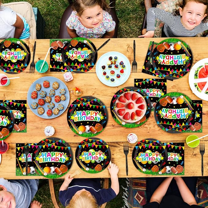 200 pcs Happy Birthday Party Plates and Napkins Kit Sports Themed Birthday - Image 5