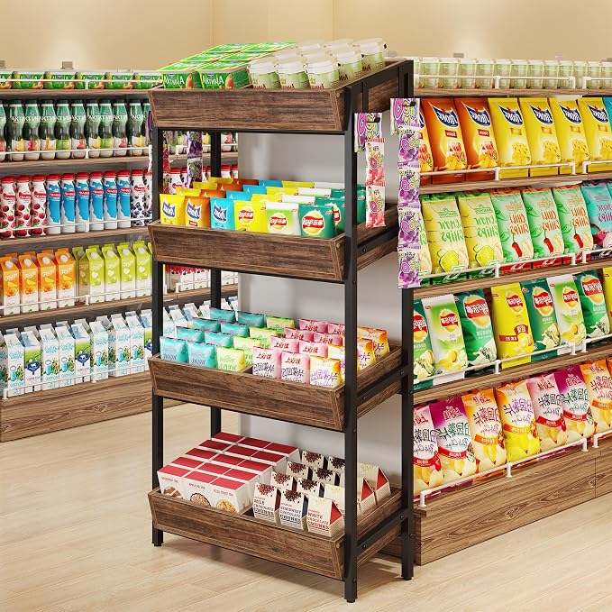 Tribesigns 4-Tier Retail Snack Display Shelf, Snack Rack Display Stand - Image 3