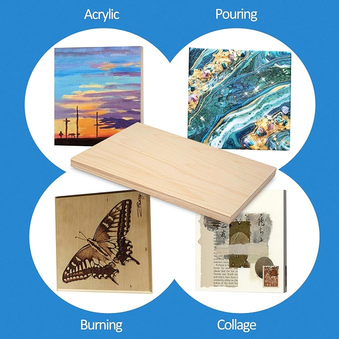 Falling in Art Unfinished Birch Wood Canvas Panels Kit, 4 Pack of 2 Sizes - Image 6