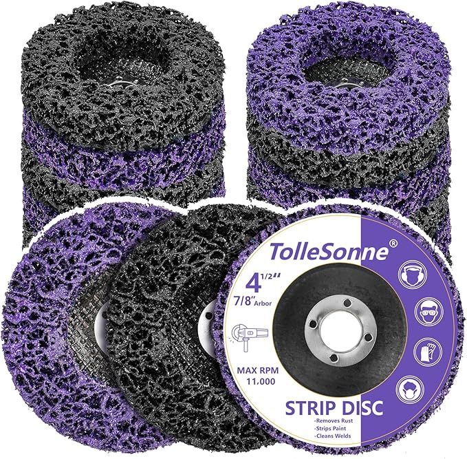 10 Pack Strip Discs 4-1/2 Inch Quick Stripping Wheel Paint Stripper for Angle Grinder Clean and Remove Paint Coating Rust Welds Oxidation for Metal and Wood (4-1/2" x 7/8")