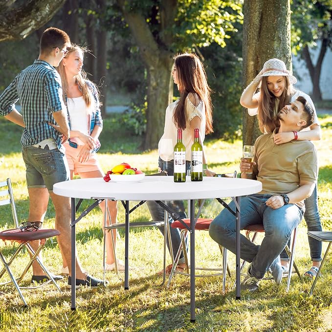SUPER DEAL 4 Foot Round Folding Card Table - Image 2