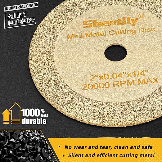 2 Inch Diamond Cut Off Wheel - 10Pack - W1/4" Arbor Hole Diamond Cutting Wheel for for Metal & Stainless Steel, Nuts, Bolts, Screws, Ceramic, Glass, PVC Cutter