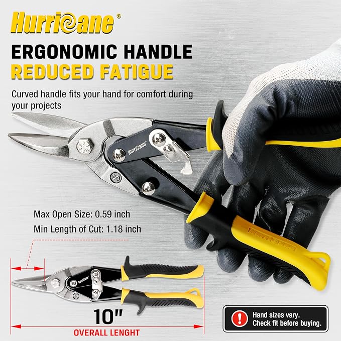 HURRICANE 10 inch Aviation Tin Snips, Straight Cut Metal Shears - Image 4