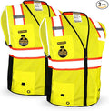 KwikSafety - Charlotte, NC - BIG KAHUNA Safety Vest [2 PACK] Class 2 ANSI OSHA Reflective Vest Durable High Visibility Vest Construction Safety Vest for Men Industrial Work Gear/Yellow Medium