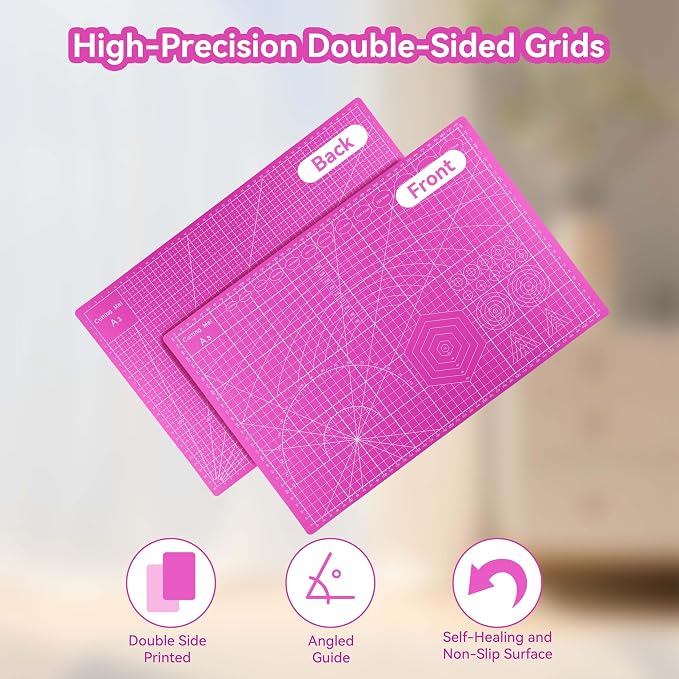 3 Pcs Self Healing Cutting Mat, Double-Sided Non-Slip Rotary Cutting Board - Image 5