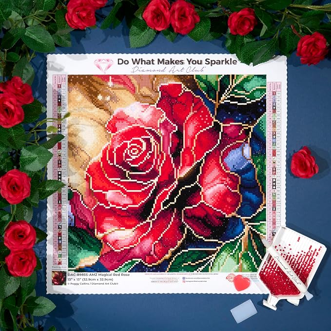 DIAMOND ART CLUB Magical Red Rose Diamond Painting Kit, Fun DIY Crafts - Image 6
