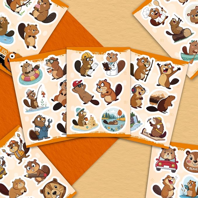 100Pcs Beaver Stickers for Water Bottle, Laptop - Image 6