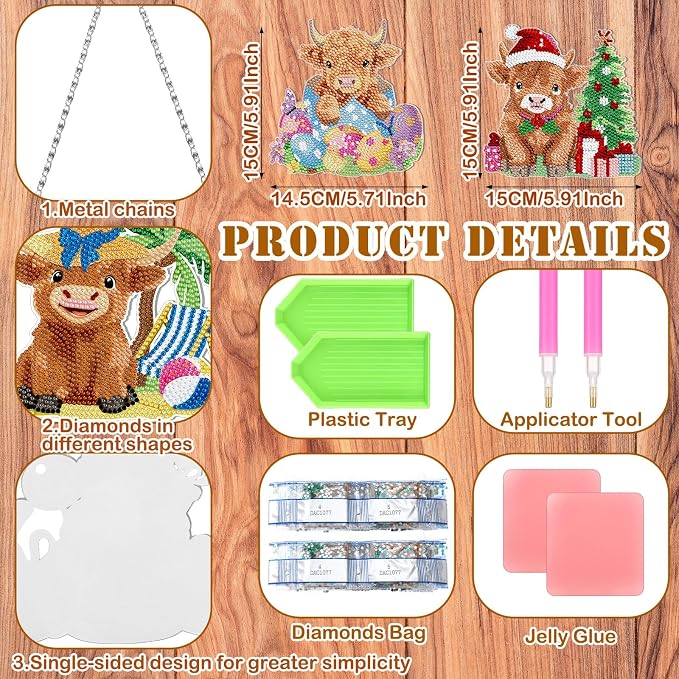 Cinnvoice 12 Pcs Summer Seasonal Diamond Art Hanging Ornament Kit - Image 3