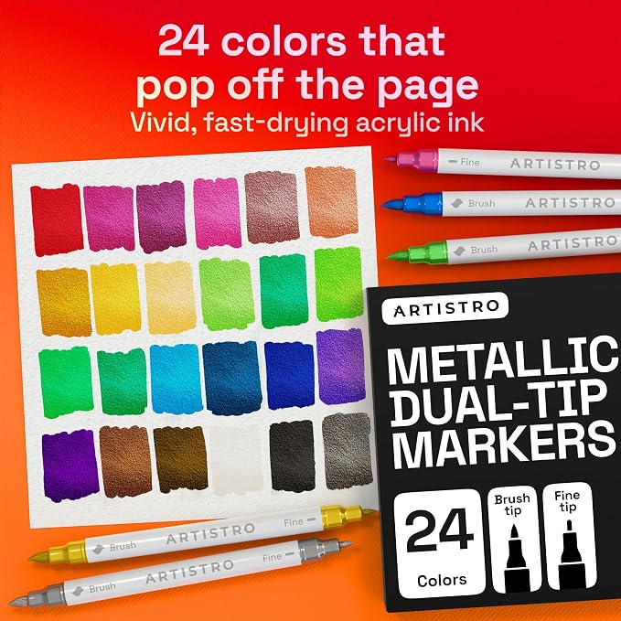 ARTISTRO 24 Metallic Acrylic Paint Markers - Image 2