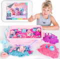 Kipipol Unicorn Sensory Bin for Toddlers 3-4, 5-7 Magic Sand Art Kit w Sandbox by TOYSWORTHPLAYING