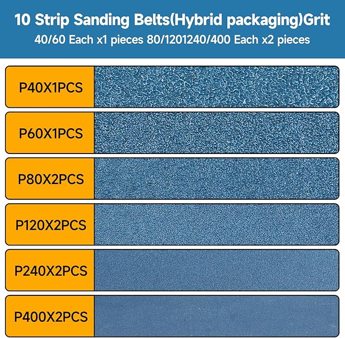 10-Piece 4 x 24 Inch 40-400 Grit Zirconia Sanding Belts, Heavy Duty Long-lasting Sanding Bands for Belt Sander, Rust Paint Removal, Wood Metal Grinding and Finishing