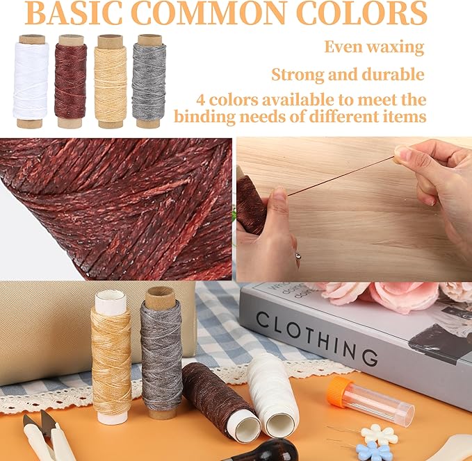 39 Pcs Bookbinding Tools Kit with Bone Folder, Waxed Thread, Binding Ribbon, Glue Brush, Awl, Needles, Ruler for DIY Bookbinding, Paper Crafts, and Book Repair