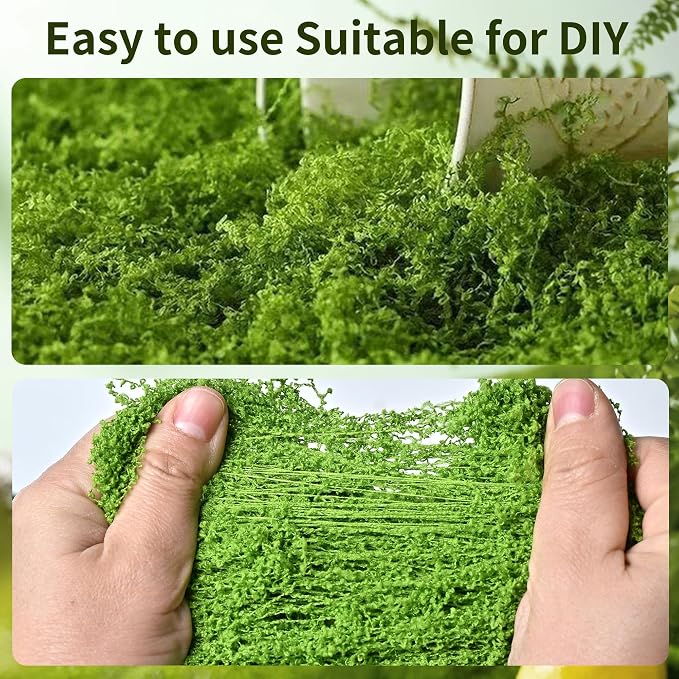 Fake Moss for Plants Indoor, 7OZ Dual-Color Artificial Moss for Crafts - Image 4