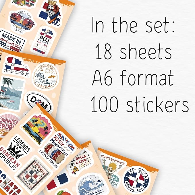 100Pcs Dominican Republic Stickers - Image 2