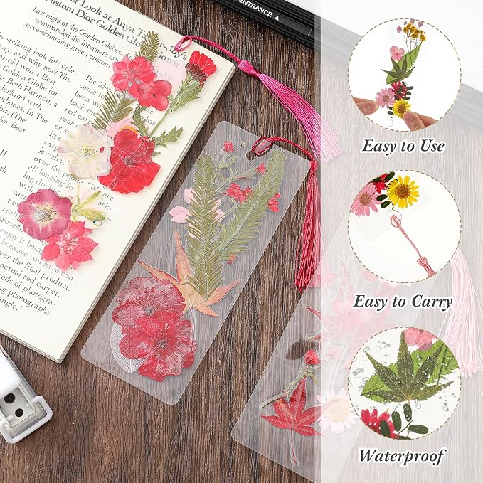 Fuyoooo 376 Pcs Pressed Flowers Bookmark Making Kit, DIY Bookmark Laminating - Image 3