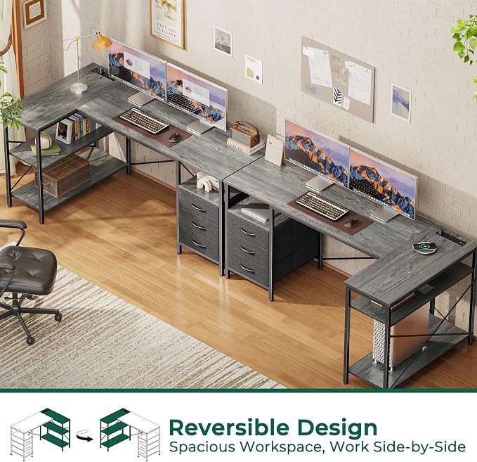 Huuger L Shaped Office Desk - Image 4