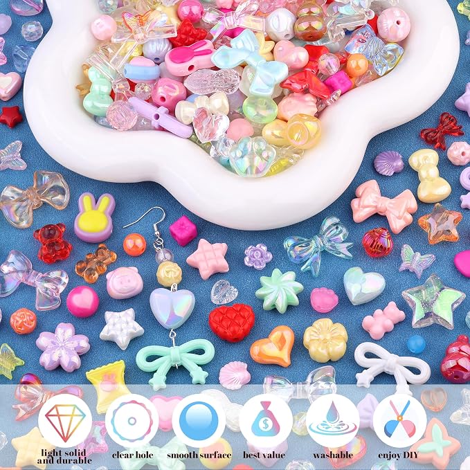 200-260PCS TINKRSTUFF Assorted Mixed Colors Acrylic Beads - Image 3