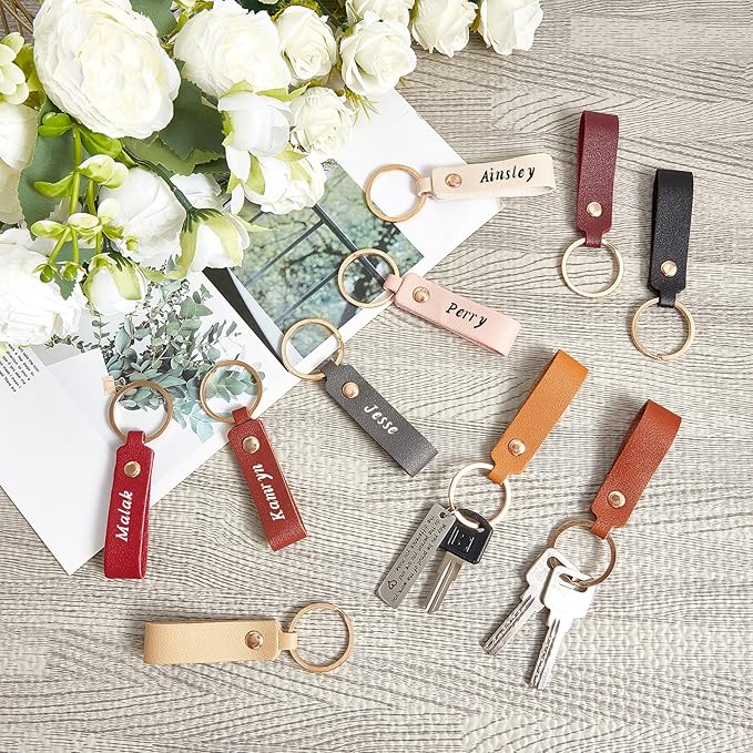 Wavyknot 100 Pcs PU Leather Keychain Blanks Bulk Laser Engraving Blanks - Image 3