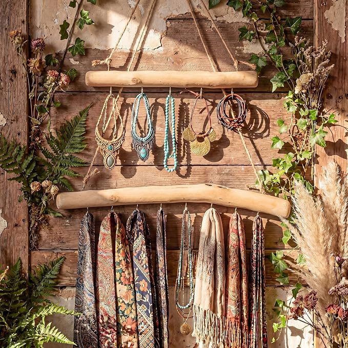 Yinkin 2 Pcs Natural Driftwood Jewelry Hanger Wall Driftwood - Image 7