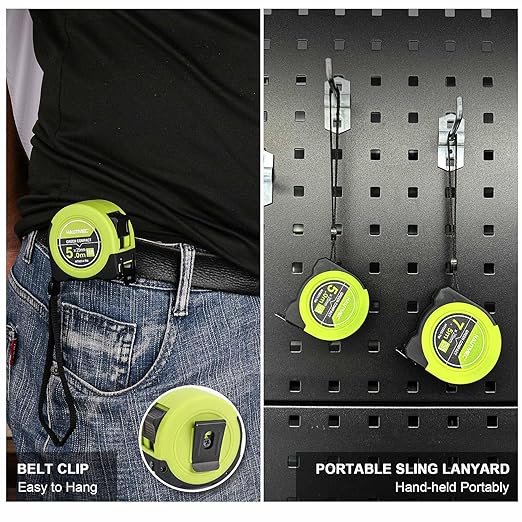 HAUTMEC Tape Measure 16ft with Dual Scale Metric and Imperial 1/8 Fractions Measuring Tape Compact Economical for Home DIY Renovations Crafting Quick Fixes HT0314-TM