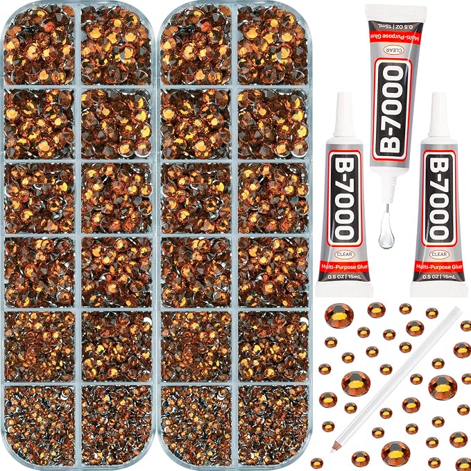 11000PCS Tangerine Rhinestones for Bedazzling, Mixed Sizes Flatback Gems 2 by Worthofbest